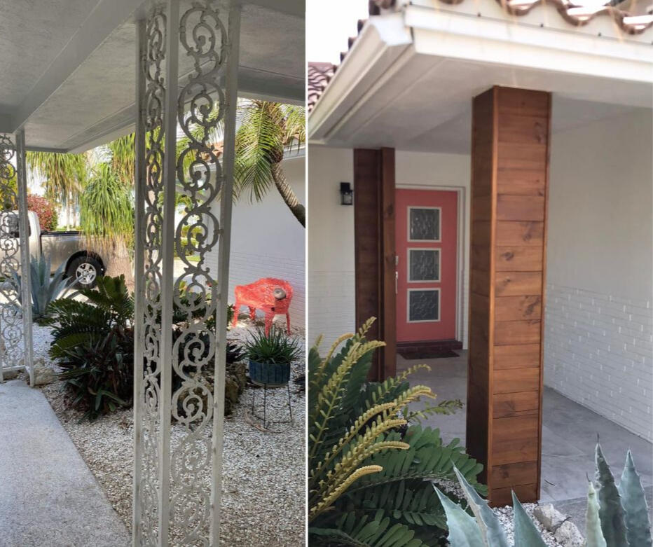 Modern wood porch columns